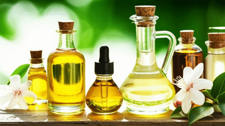 Frascos de óleos vegetais para beleza natural