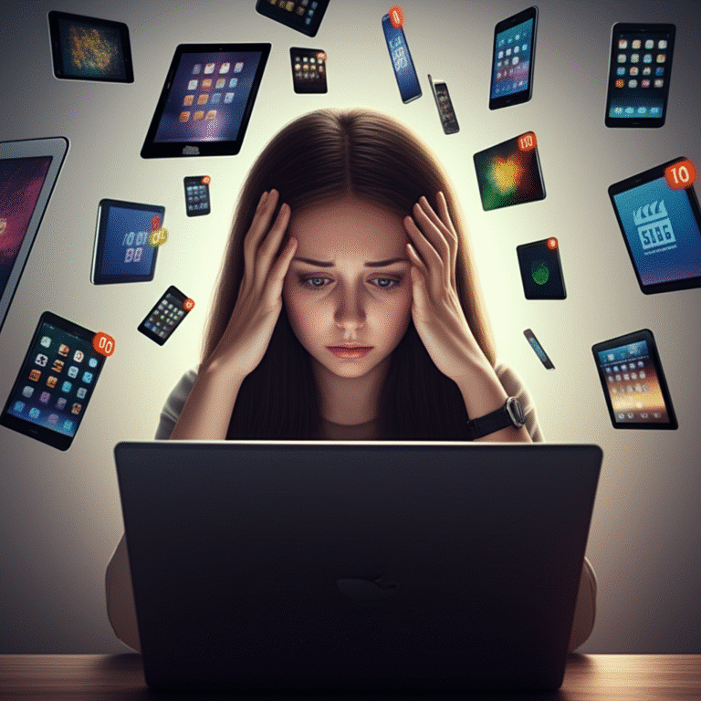 Pessoa estressada olhando para um smartphone brilhante