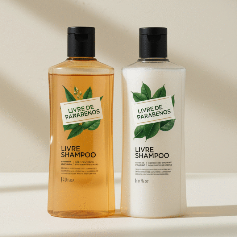 Comparativo de produtos cosméticos com e sem parabenos.