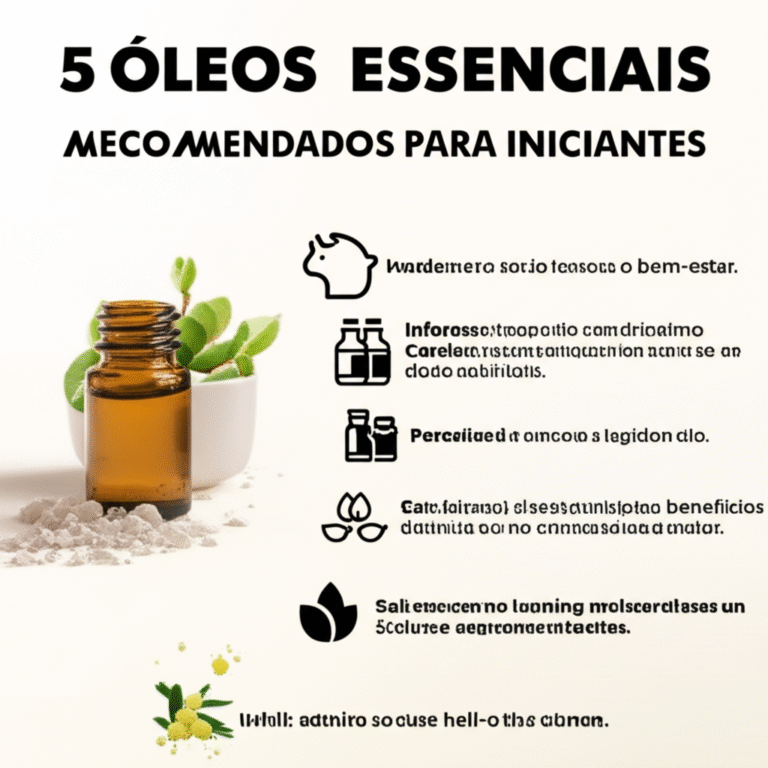 Infográfico com os 5 principais óleos essenciais e seus benefícios.